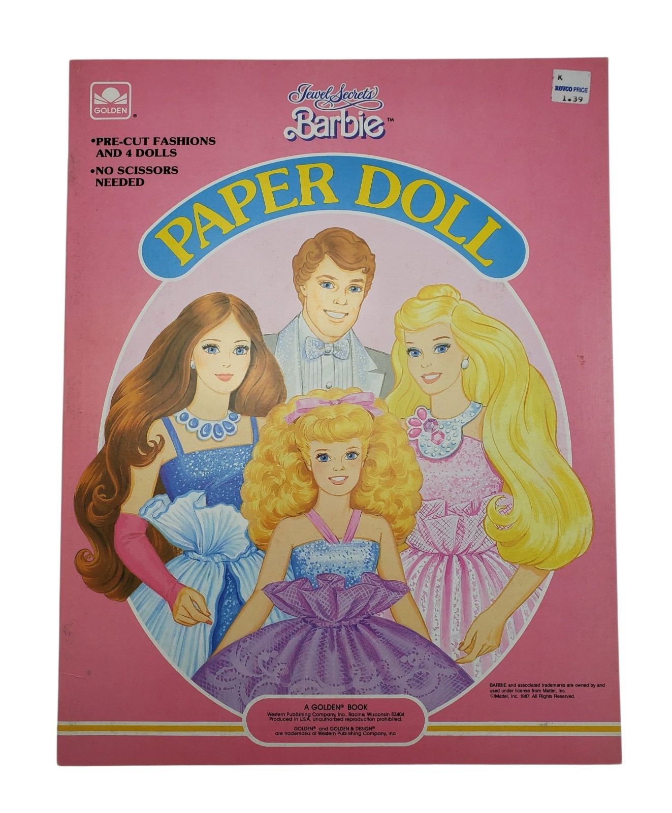 Vintage JEWEL SECRETS BARBIE Paper Doll Golden Book 1987 Uncut