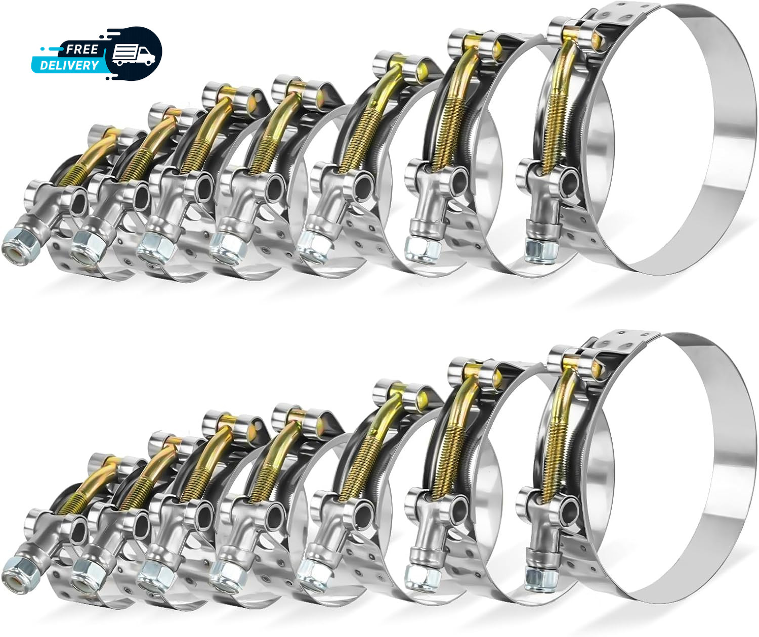 T-Bolt Hose Clamp Set 14PCS Heavy-Duty Turbo Intake Radiator Hose Clamps