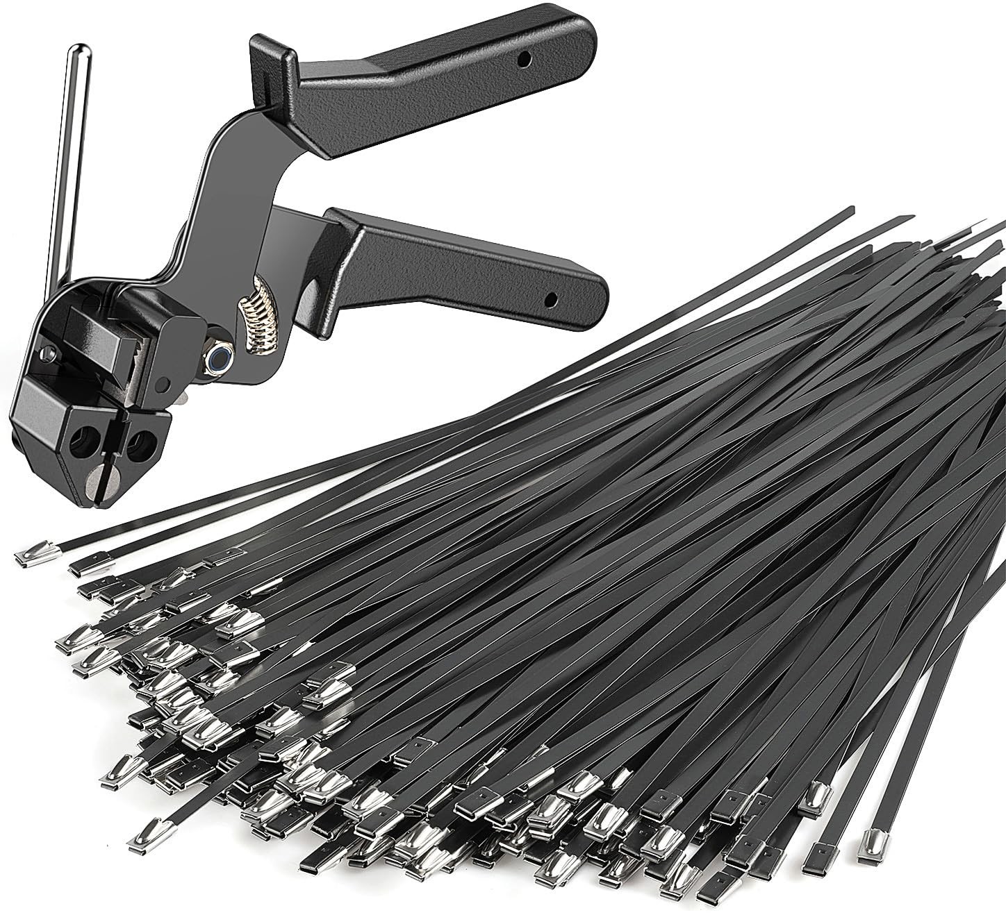 Professional Stainless Steel Cable Tie Gun & 200 Ties for Fence Repair & Vehi...