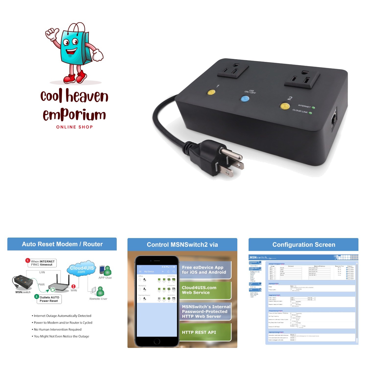 Smart Power Control Switch - Internet-Enabled with Auto Reset Functionality