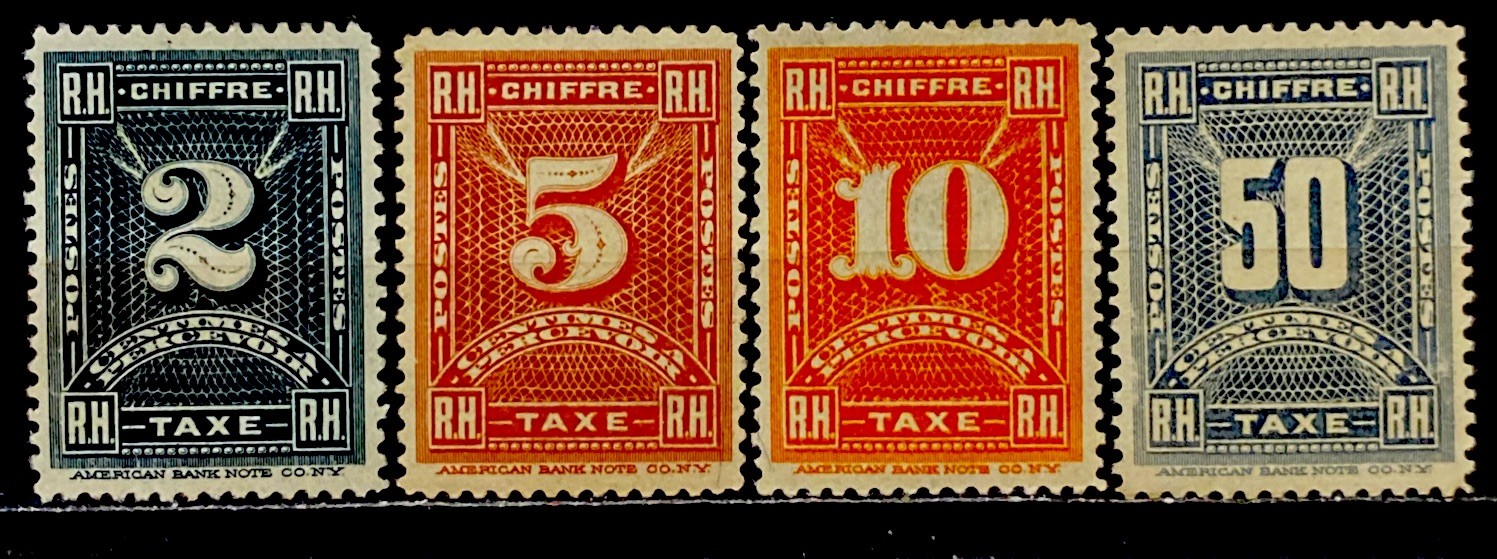 Haiti 1898 Postage Due Stamps. SC#J1-J4 Set of (4) Mint HNG