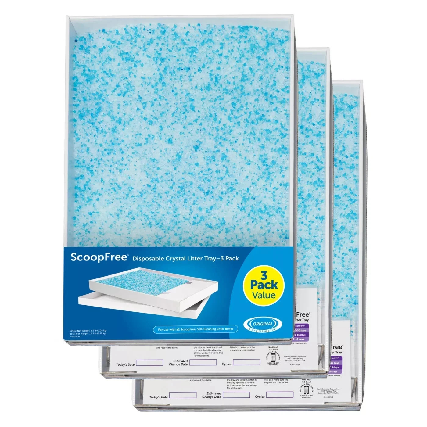 PetSafe ScoopFree Crystal Cat Litter & Refill Tray with Lid, Fresh Scent,Pack o3