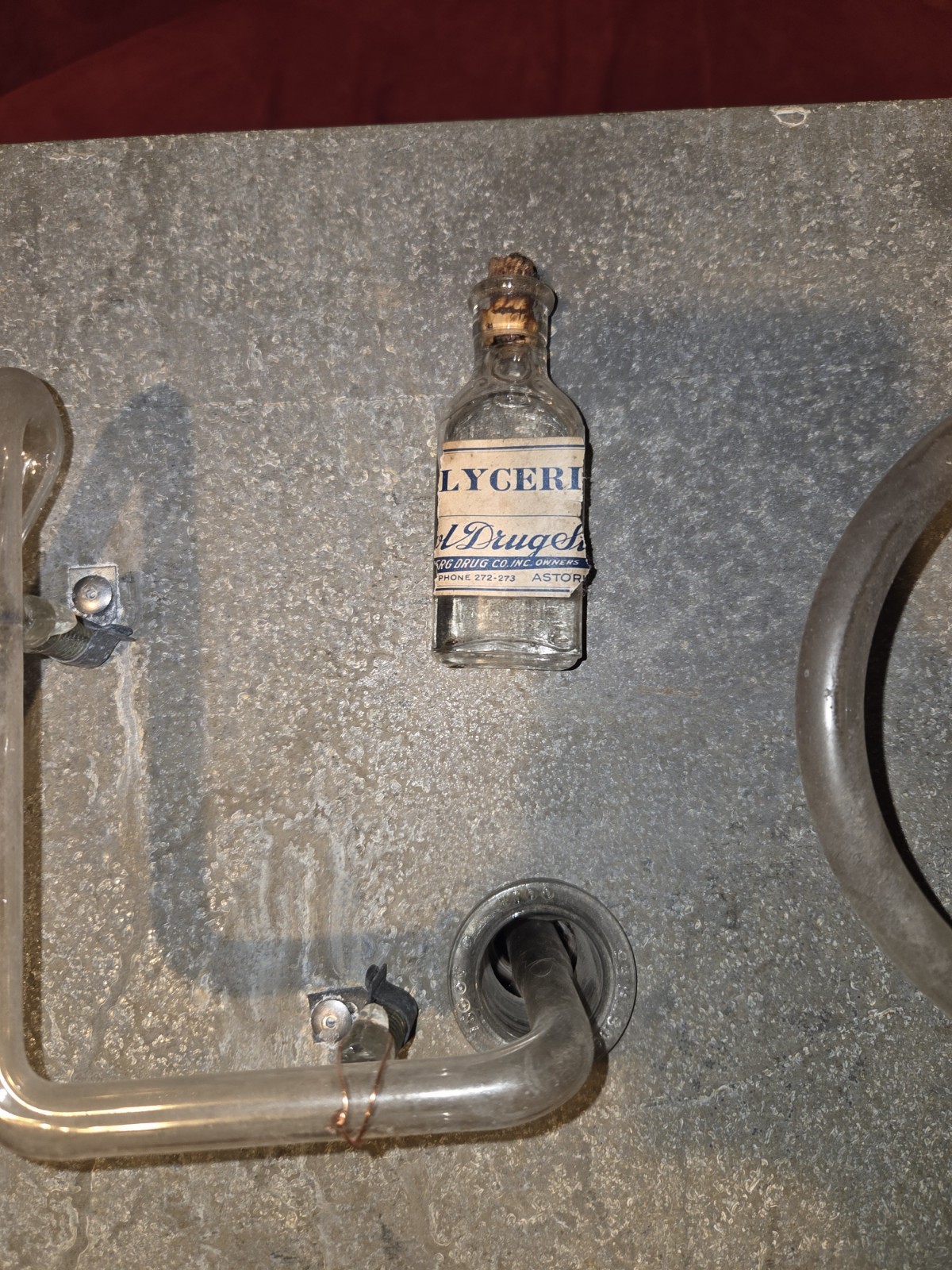 ANTIQUE APOTHECARY PHARMACY BOTTLE Glycerin Astoria Oregon Label 7/8 full 