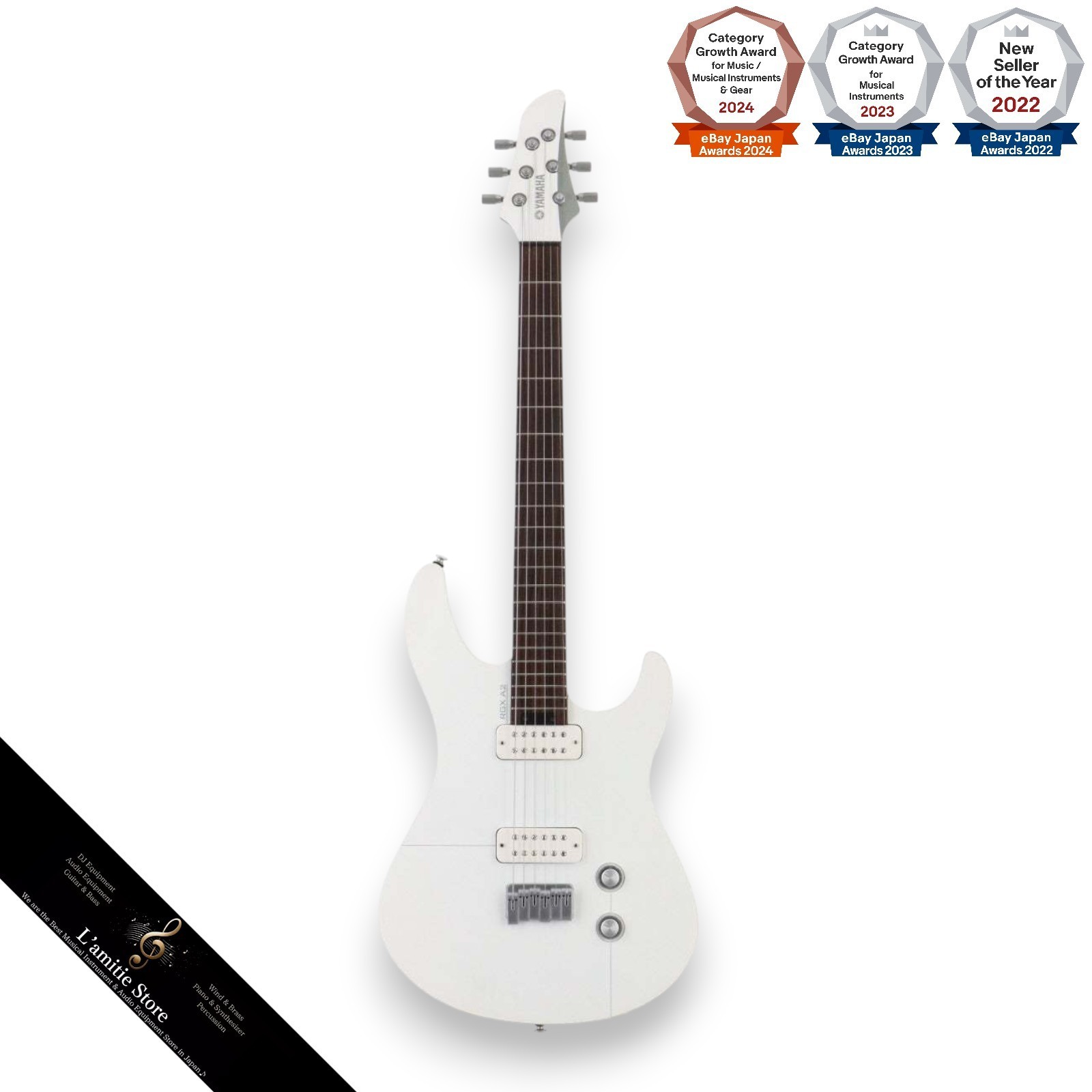 Yamaha RGXA2 Electric Guitar White 648mm Scale Humbucker Light Body 22 Frets
