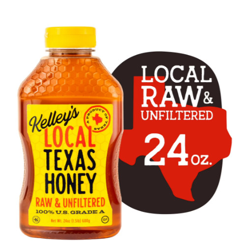 Kelley Honey Farms Raw and Unfiltered Honey, 100% Pure Grade A, 24 oz Squeeze Bo