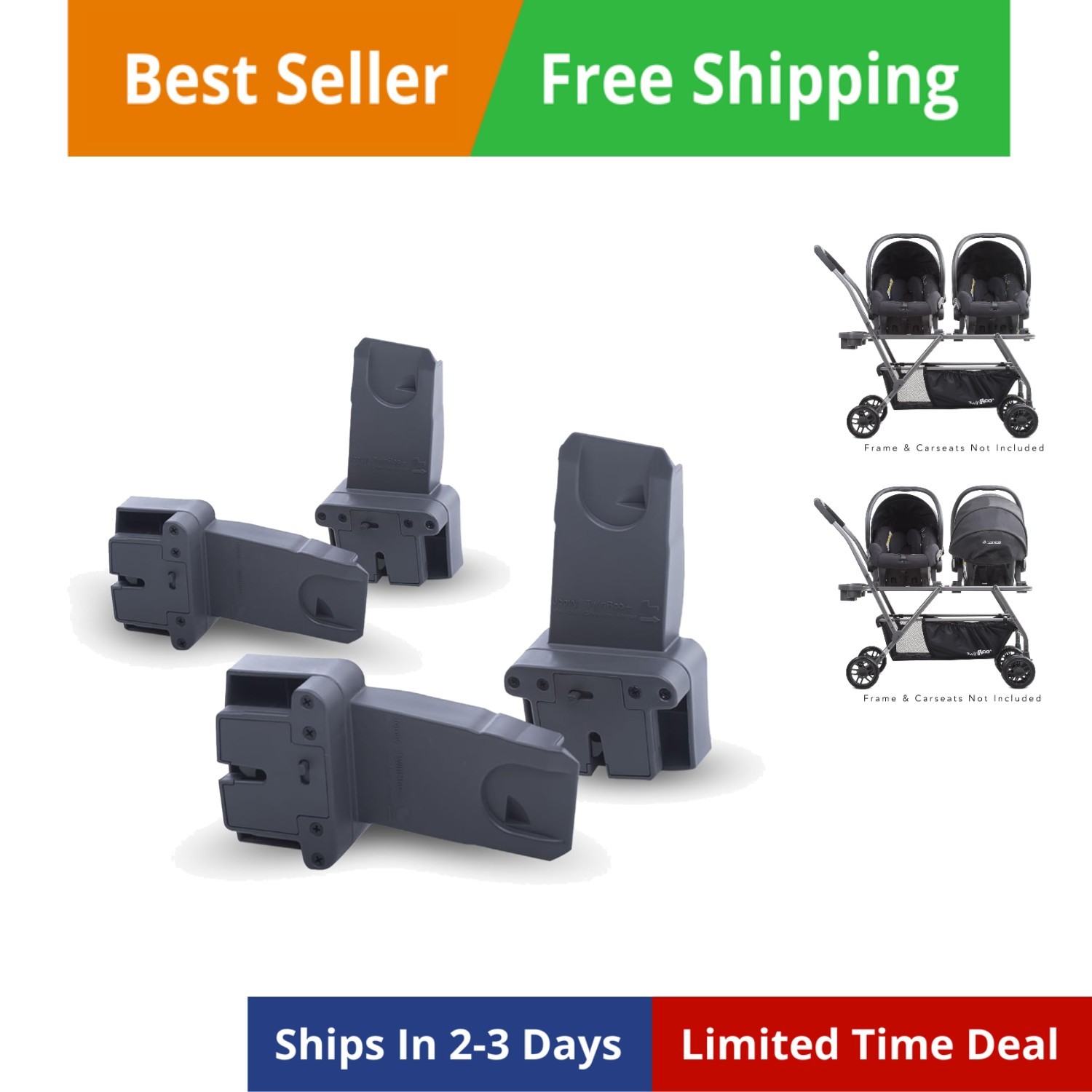 Twin Roo+ Car Seat Adapter, Maxi-Cosi Grey 1.6