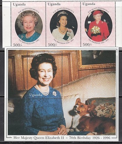 Uganda - Mail Yvert 1409/11+H 248 ** Mnh Isabel II