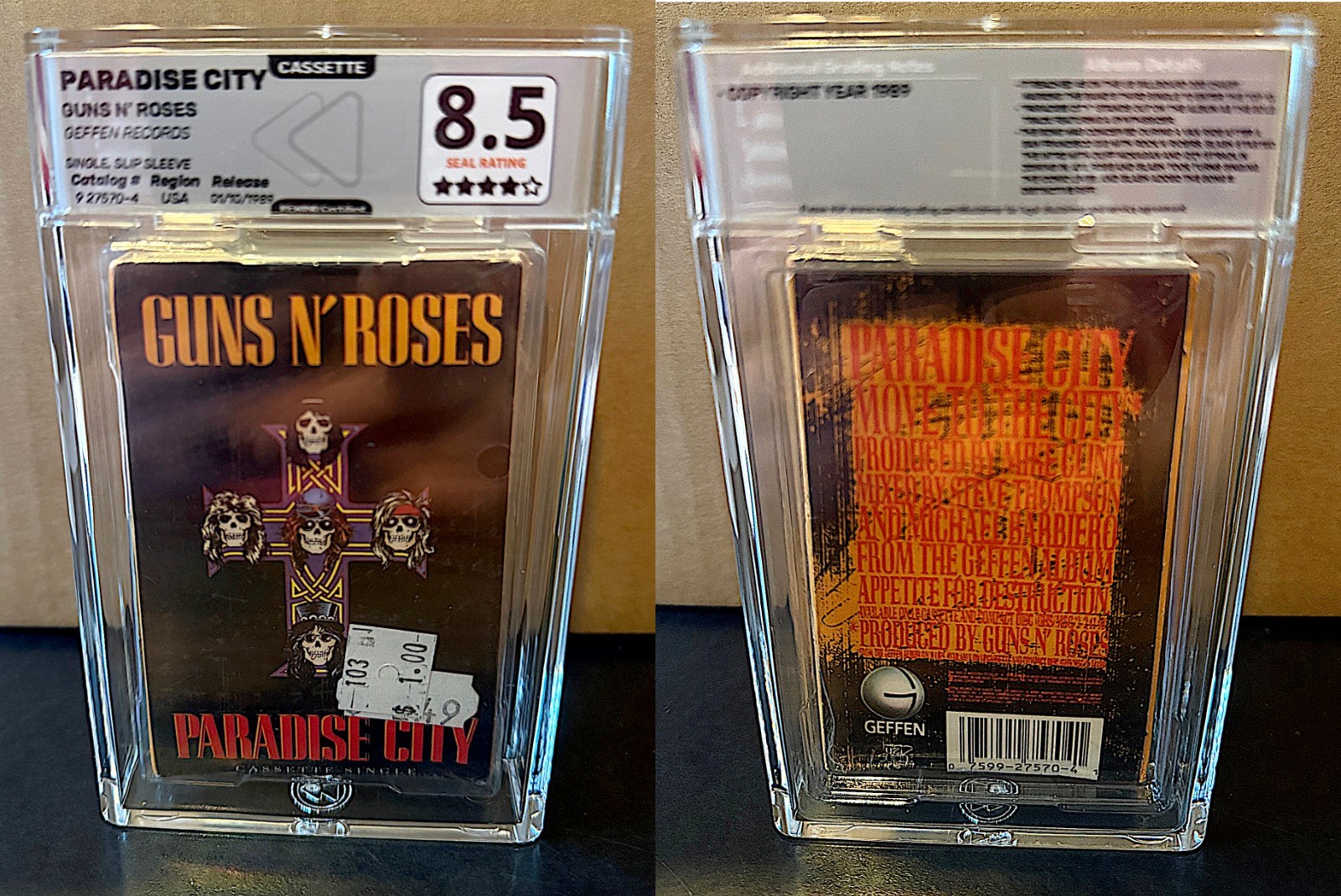 GUNS N' ROSES  -  PARADISE CITY  -  Rare 1989 Sealed Cassette  -  Rewind 8.5