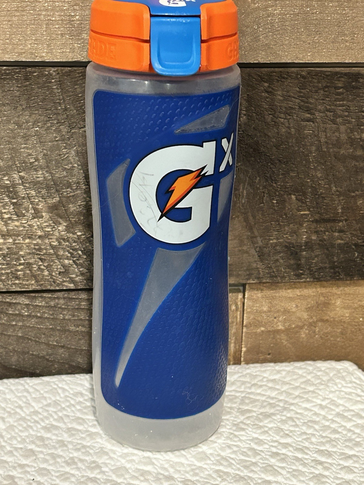 Gatorade GX 30oz Squeeze Water Bottle - Blue & Clear Bottle With Orange Cap