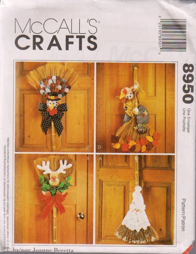 McCall's Sewing Pattern 8950 Crafts Decor Brooms Holiday Halloween Christmas