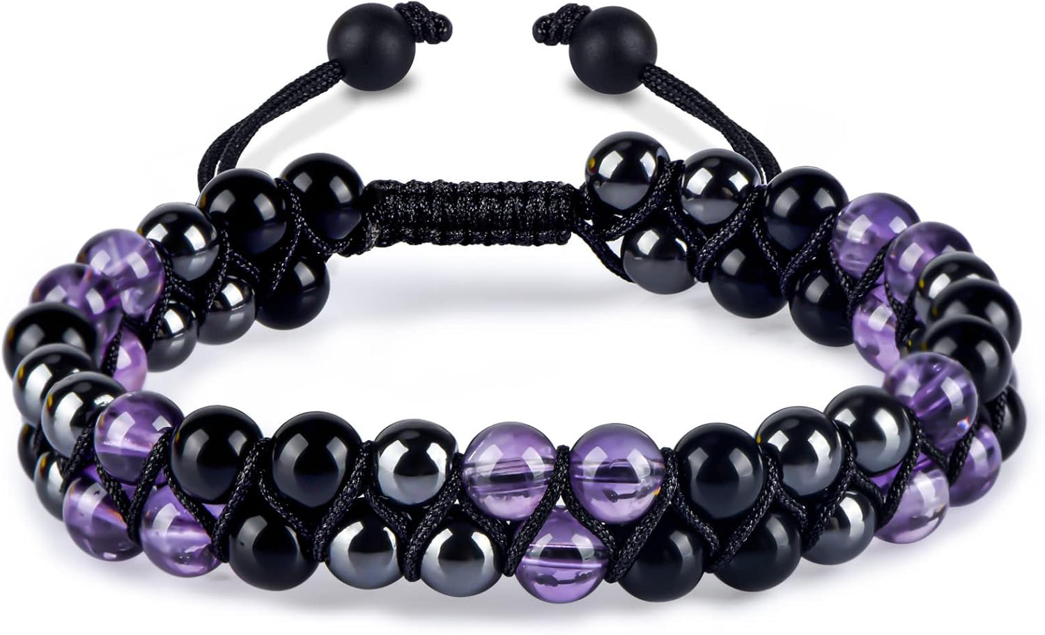 Triple Protection Bracelet for Women, Genuine Healing Crystal Bracelet Amethyst 