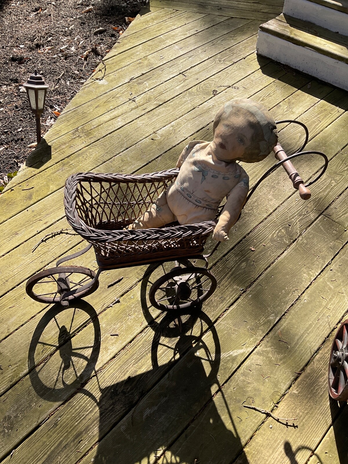 Antique Wicker Carriage Baby Doll Stroller