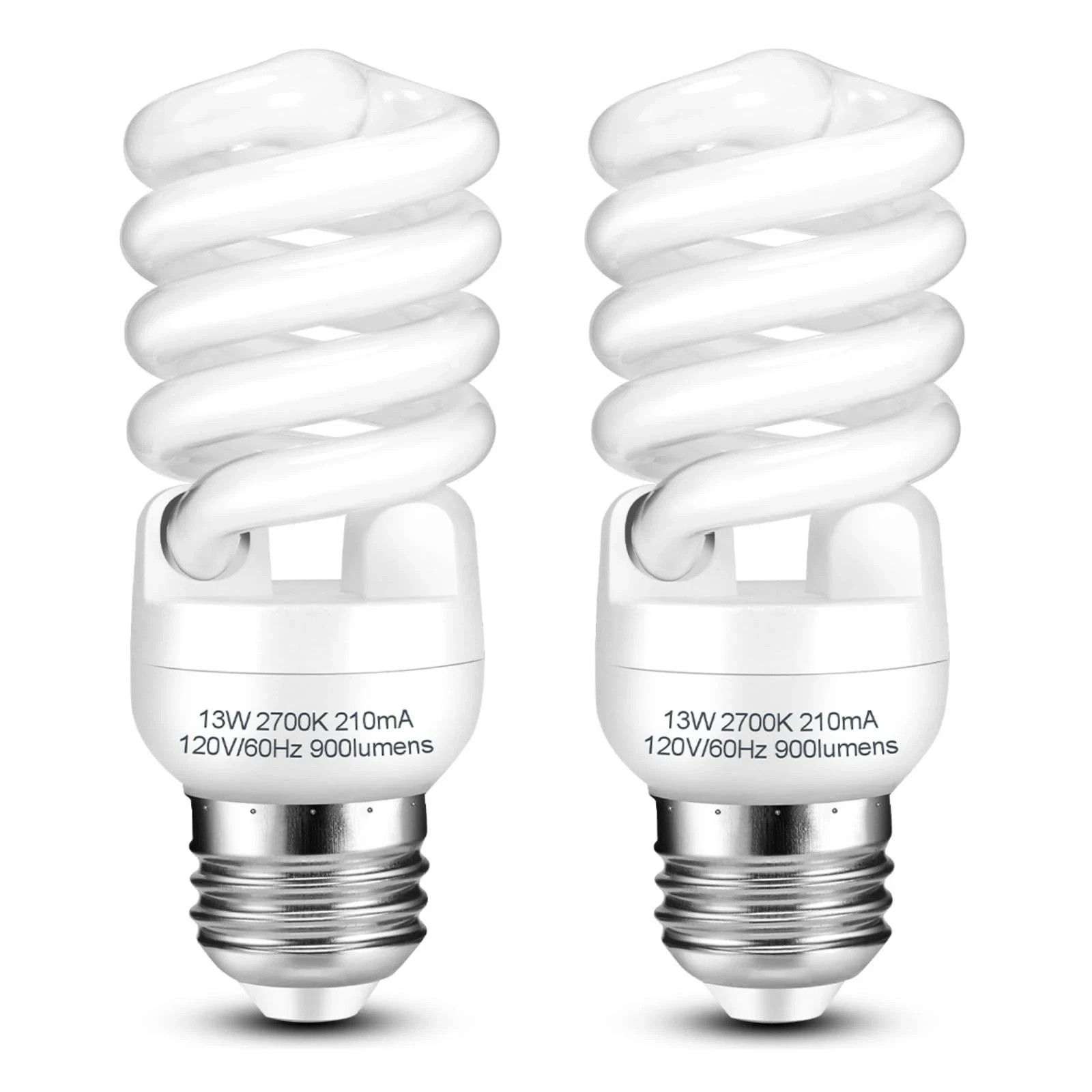 CFL Light Bulbs E26 Base, T2 Spiral 13Watt (60Watt Equivalent) Soft White 270...