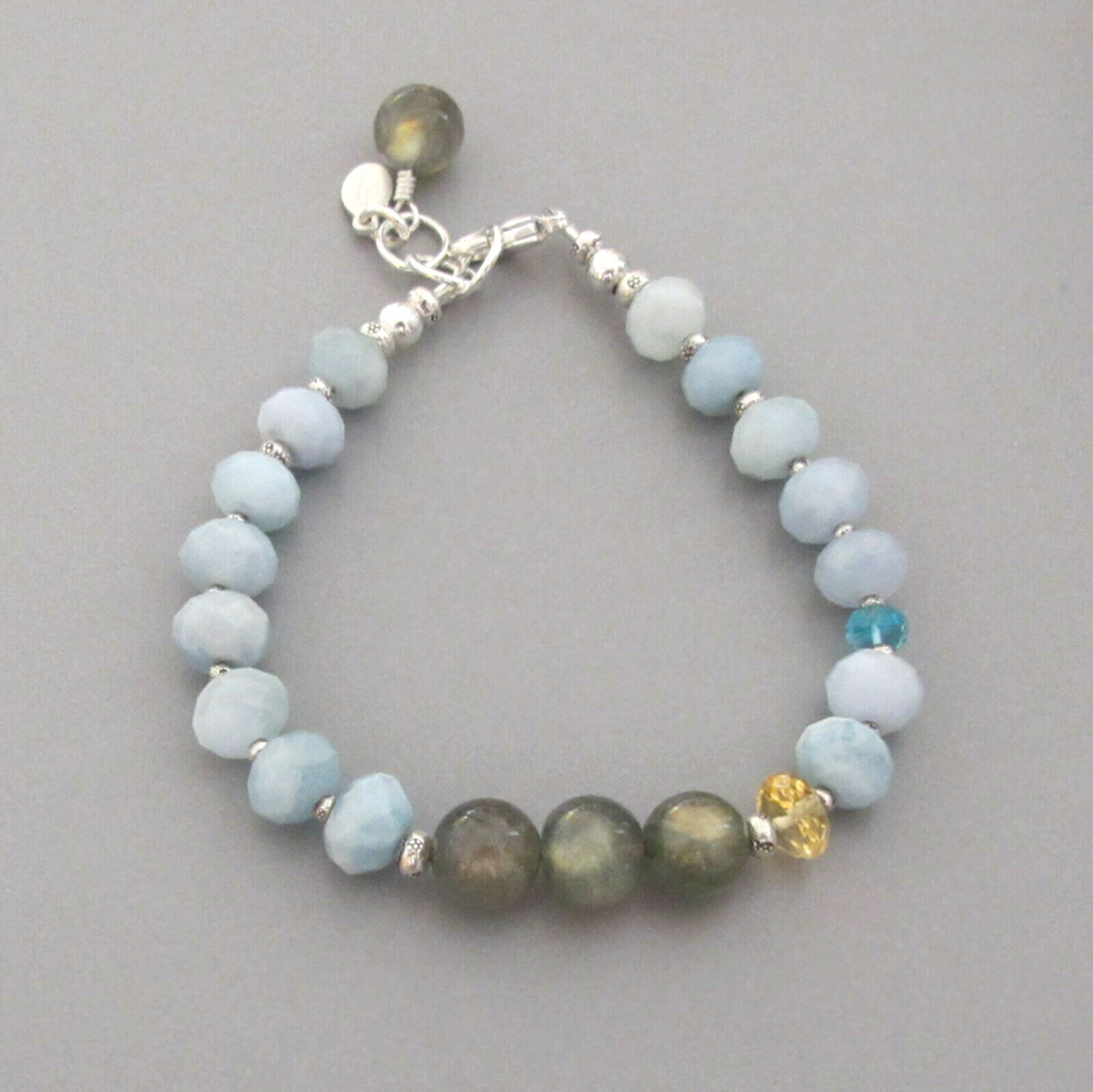 djs Sundance Sol Blue Aquamarine Labradorite Citrine Sterling Silver Bracelet