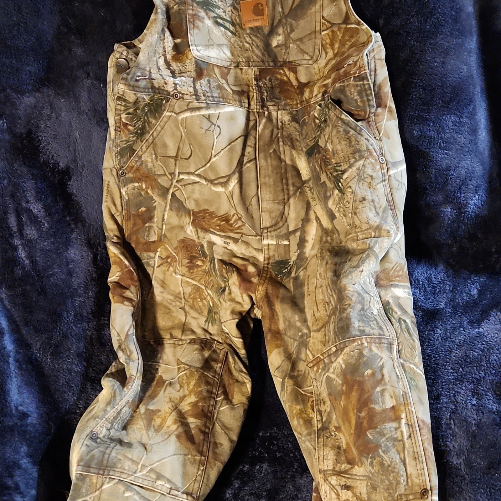 Carhartt Camouflage Bib Pants Size 10 Cotton Youth Hunting Overalls