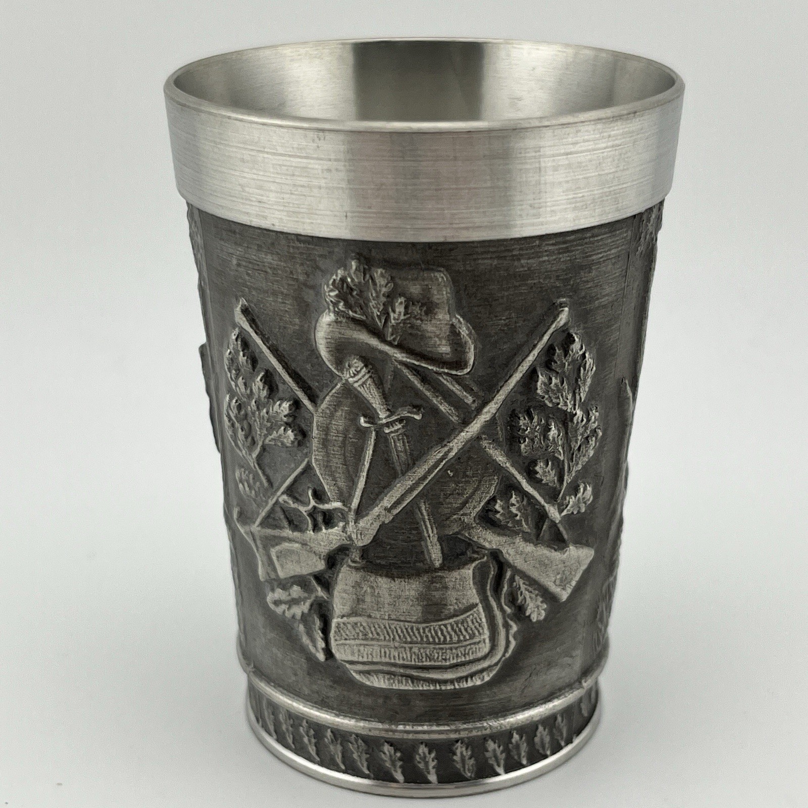 Vintage WWM Zinn 92% Pewter German Cup, Hunting Scene