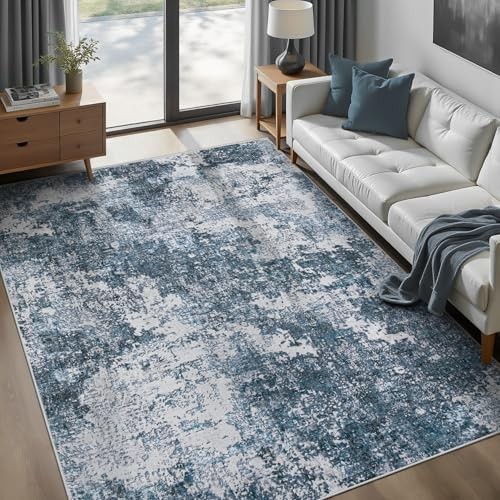 Area Rugs 6x9 for Living Room: Washable Rug Modern Abstract Neutral Soft Non 