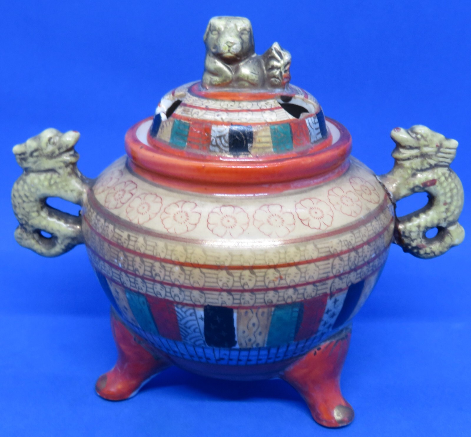 Japanese Satsuma vintage Art Deco oriental antique koro jar vase