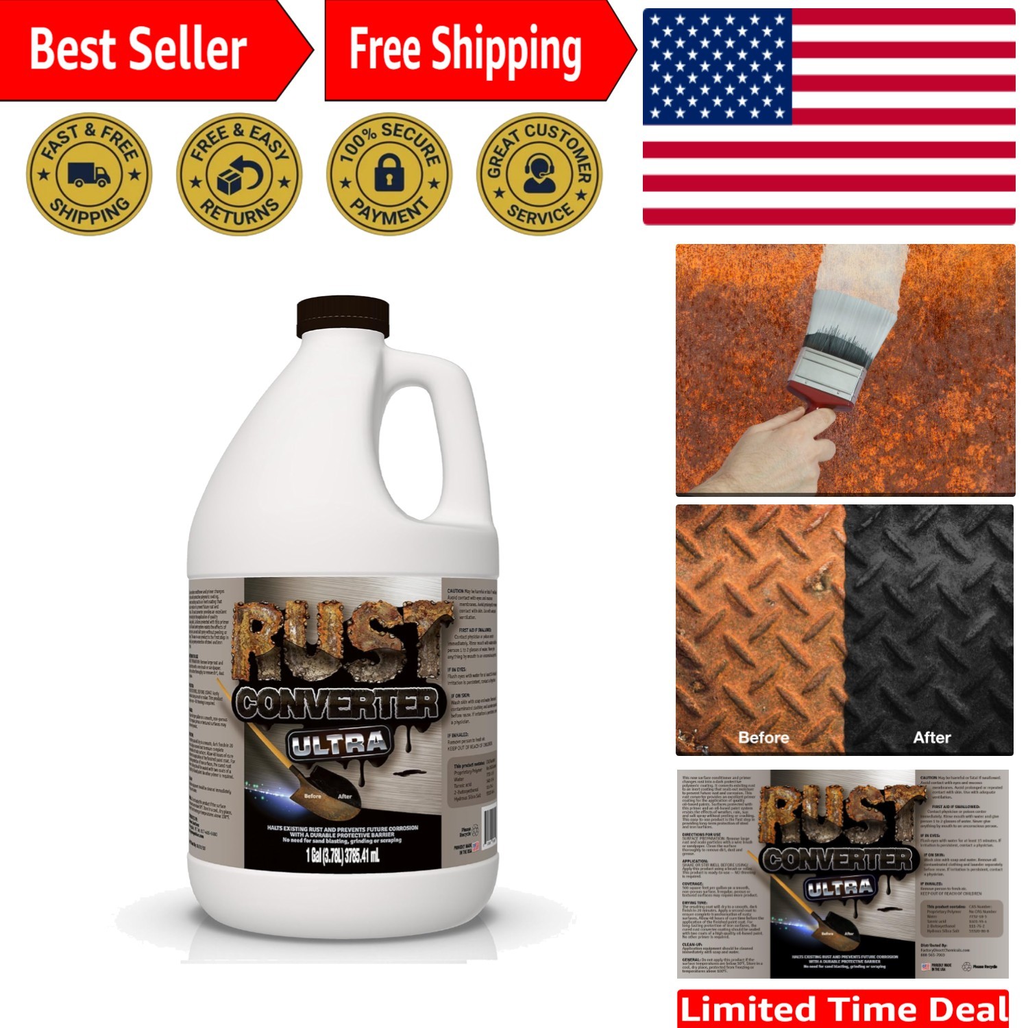Ultra Rust Repair Spray - 1 Gallon, Covers 500 sq ft for Long-Lasting Protection