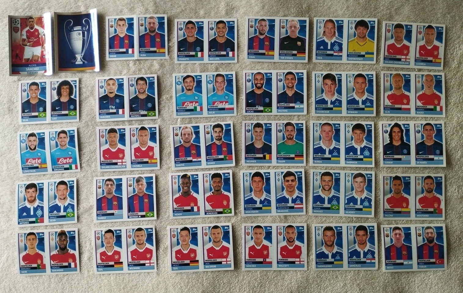 Lot Panini UEFA Champions League. TOPPS. Messi. Sanchez. Gullit. Futbol. 