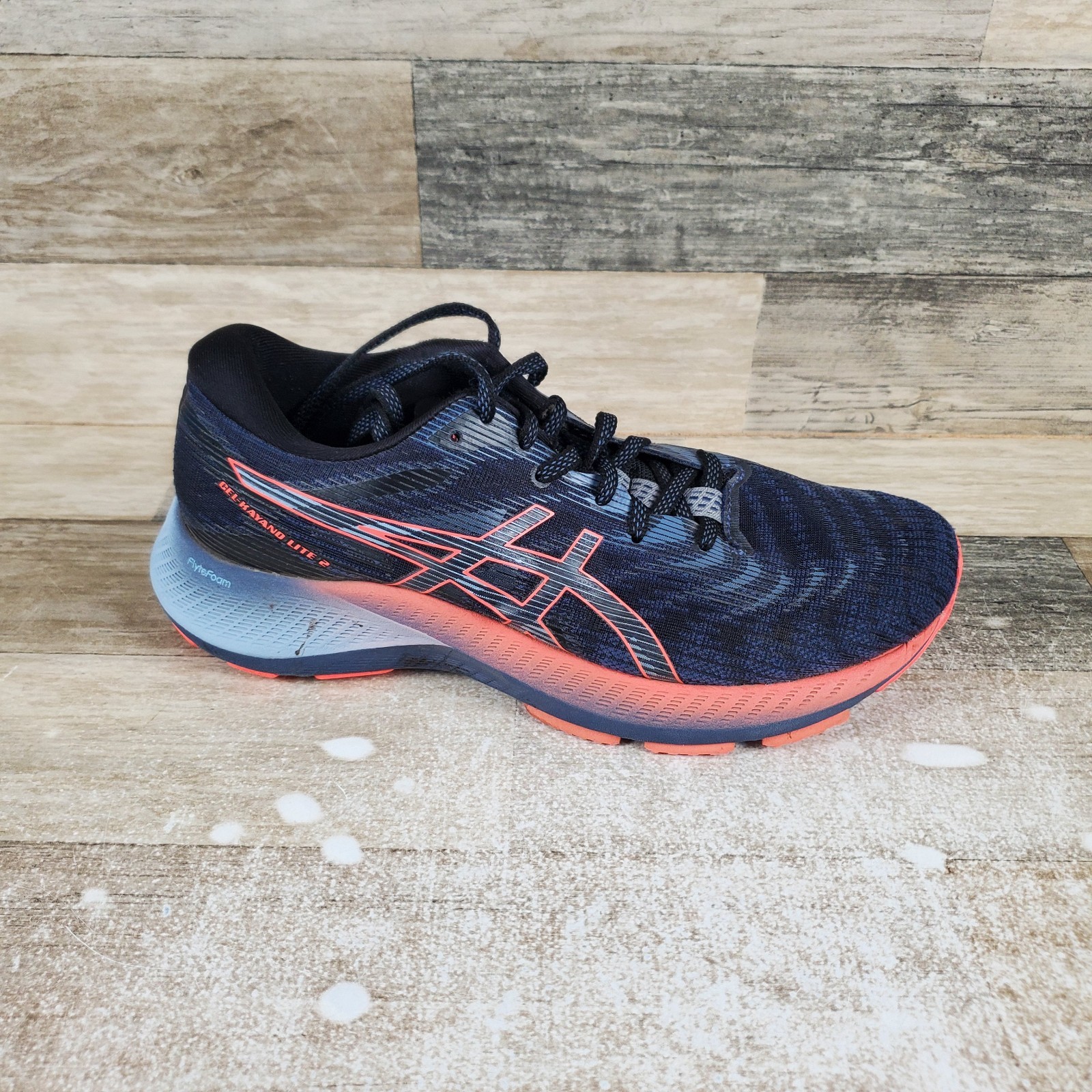 ASICS Gel-Kayano Lite 2 Womens Shoes Sz 9 Thunder Blue Blazing Coral Sneakers 