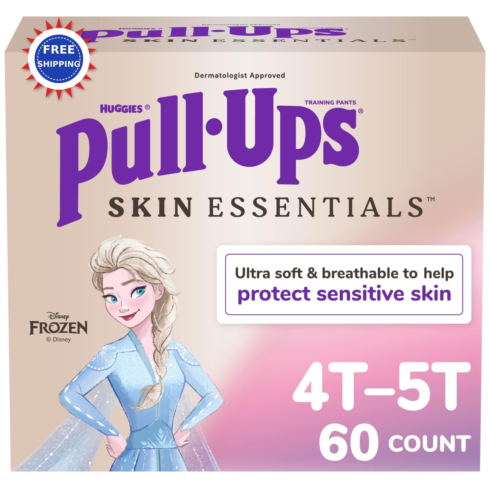 Pull Ups Girls Skin Essentials Potty Training Pants 4T-5T 60 Ct 38-50
