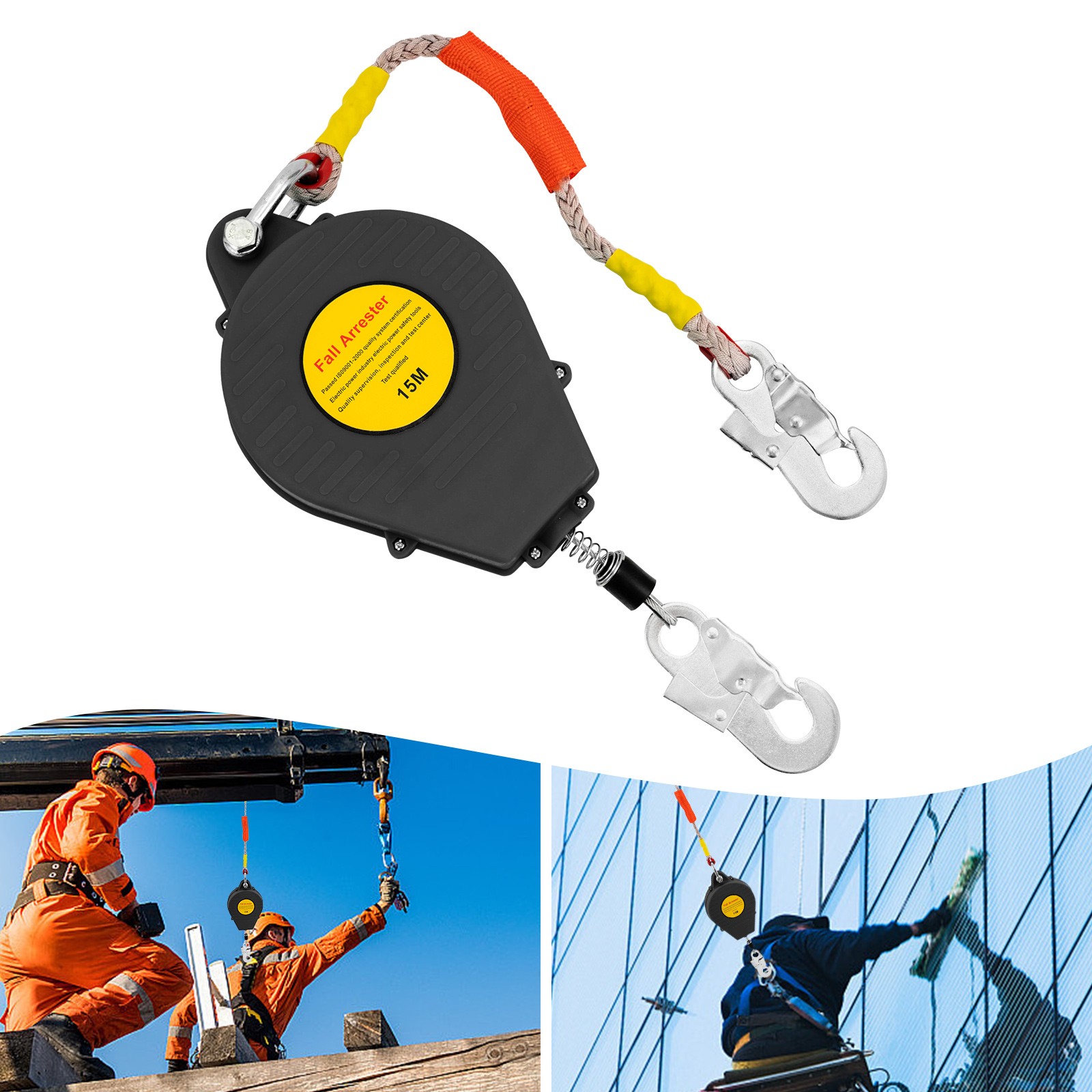 49ft/15m Self Retracting Lifeline Heavy Duty 330lbs Retractable Safety Lanyard