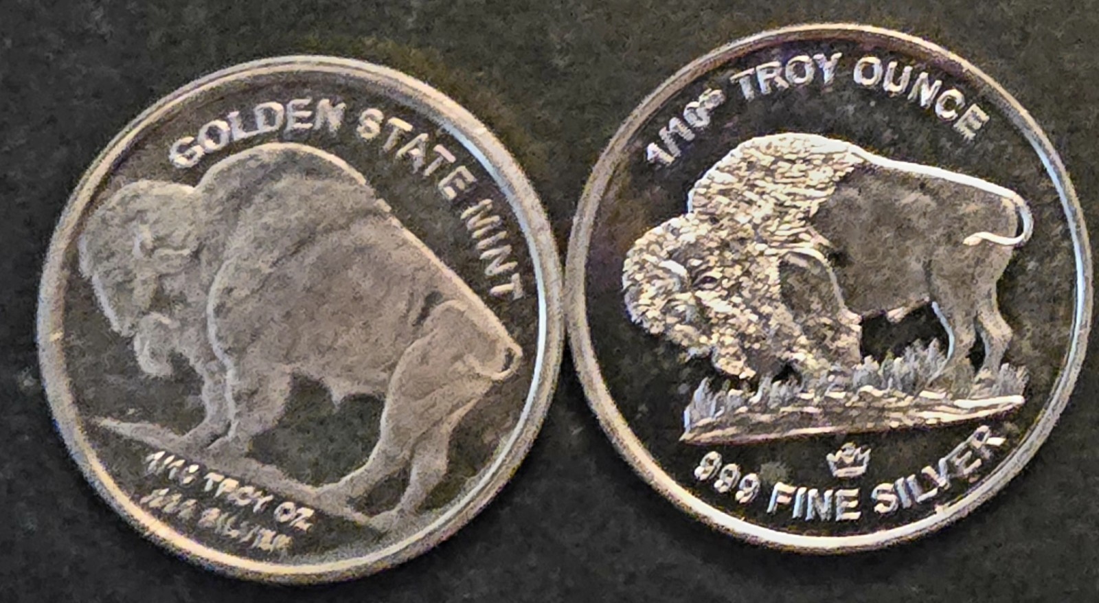 Lot of 2: Indian Head/Buffalo 1/10th oz .999 Fine Silver Rounds - 1/5 oz Total