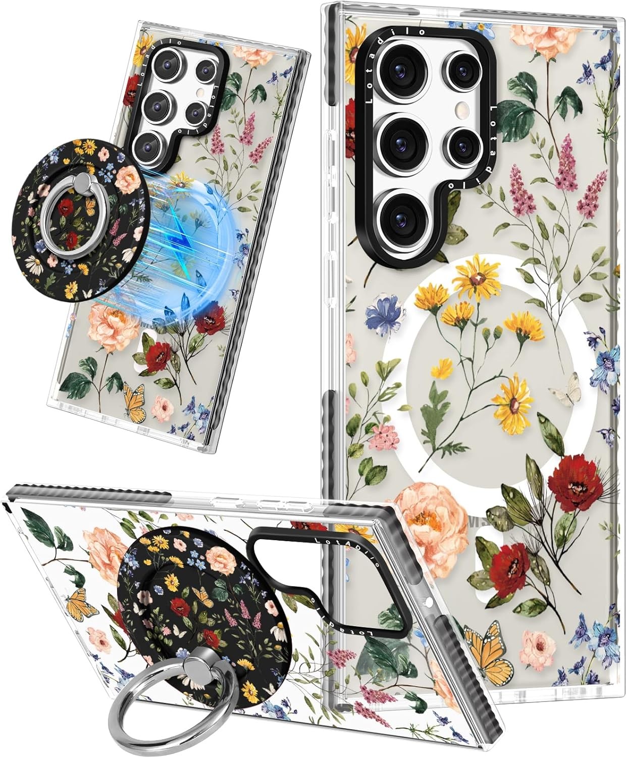 Samsung Galaxy S23 Ultra Case for Women - Cute Design Retro Flower Phone Cover