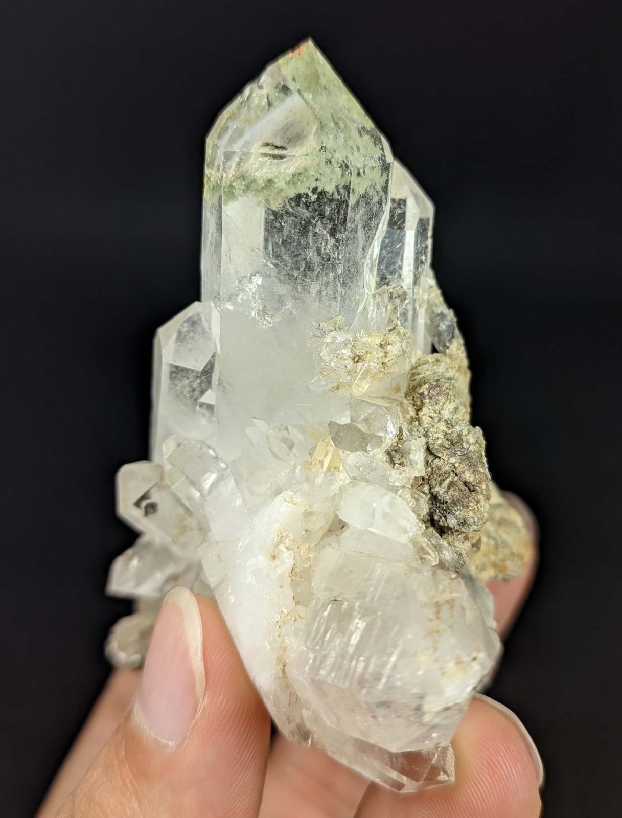 160-gm Green Chlorite included Phantom Quartz Cluster, Specimen from Pakistan.