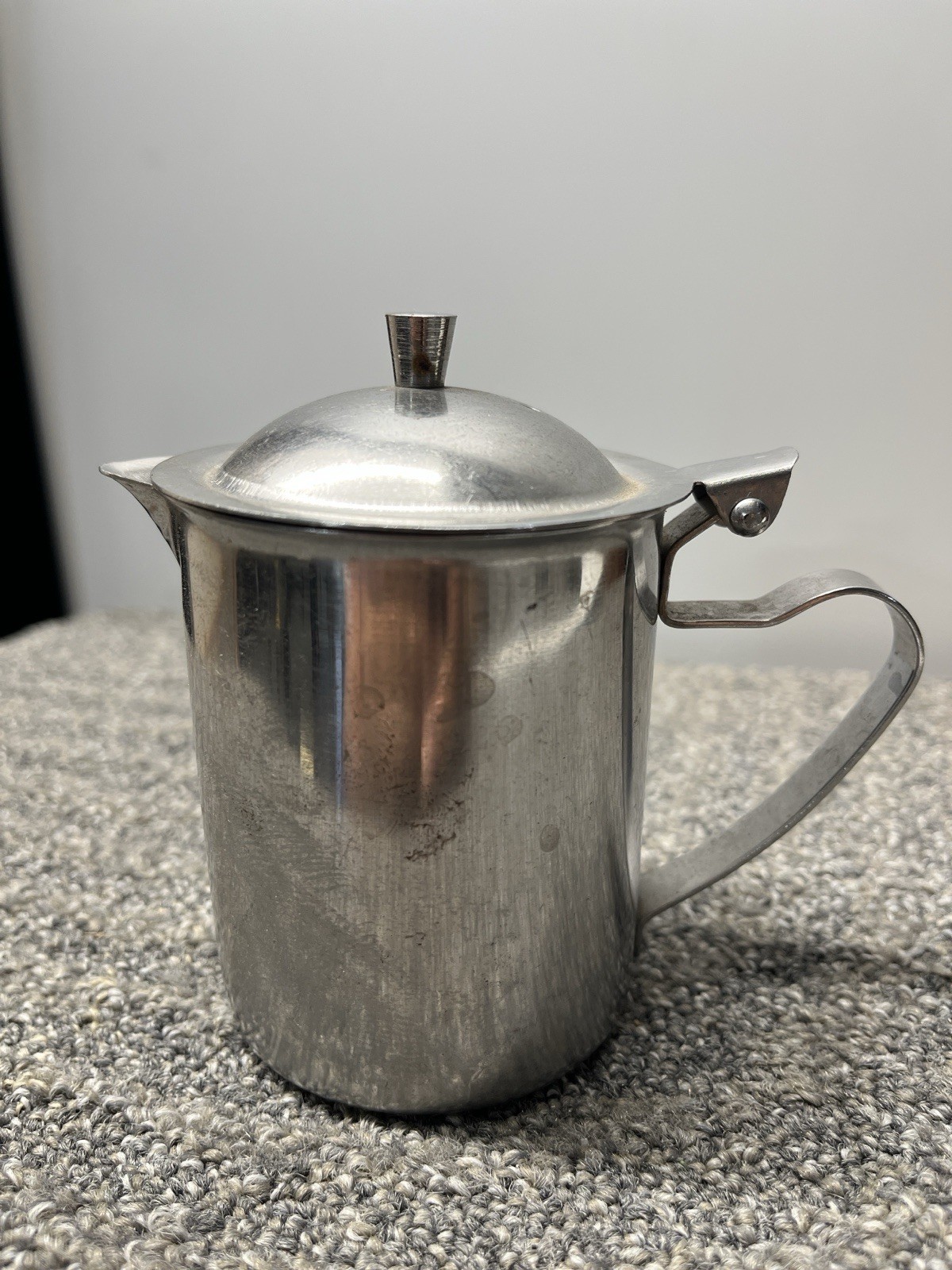 Vintage Flip Lid Stainless Creamer Pitcher  Bloomfield Industries, Inc 4 1/2” H