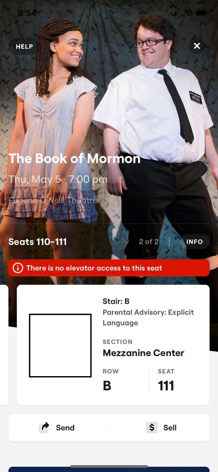 BROADWAY BOOK OF MORMON, 5 MAY 2022,7PM - 2 TICKETS for $330 - CENTRE MEZZ