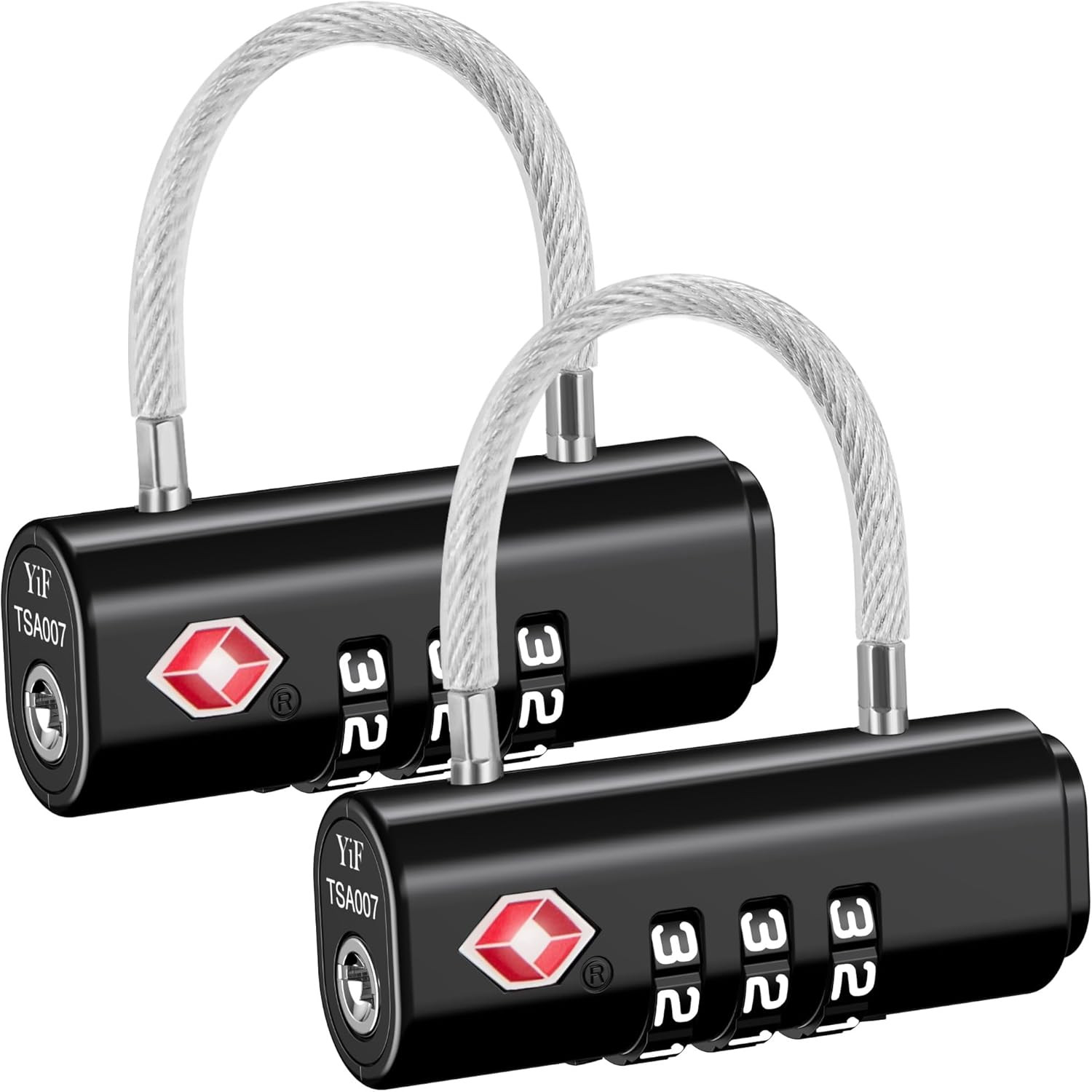 Puroma 2 Pack Luggage Locks TSA Approved, TSA Locks for Luggage Travel Lock Blac