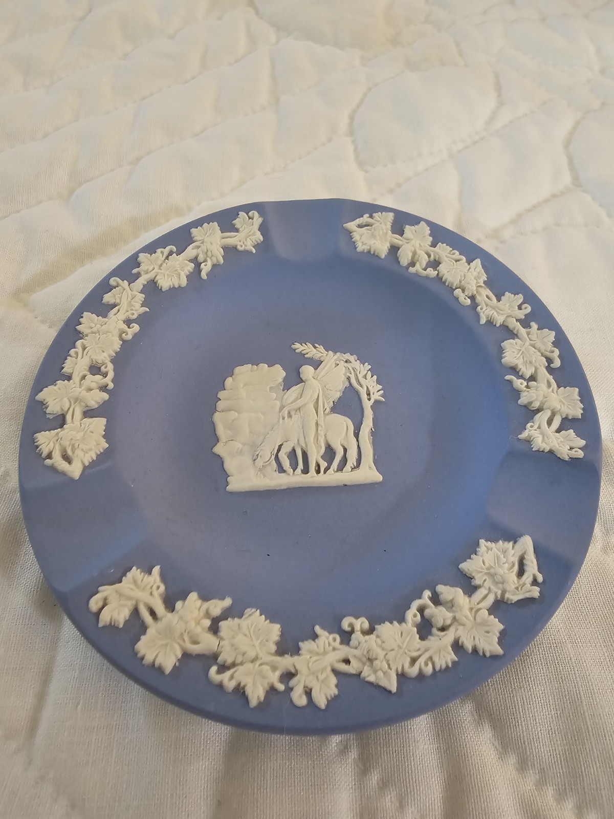 Vintage Wedgwood Blue Jasperware Ashtray Trinket Dish Made in England 4.5"