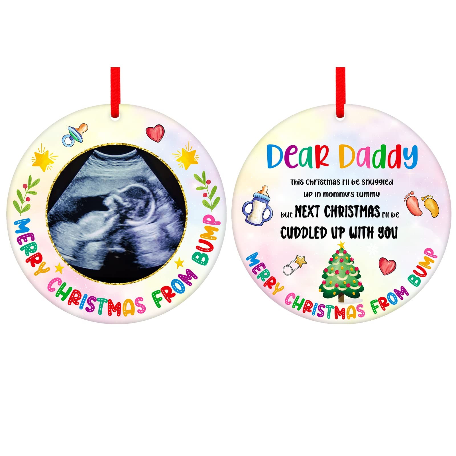 Ultrasound Picture Frame Christmas Ornaments 2025 Baby Sonogram Photo Frame f...