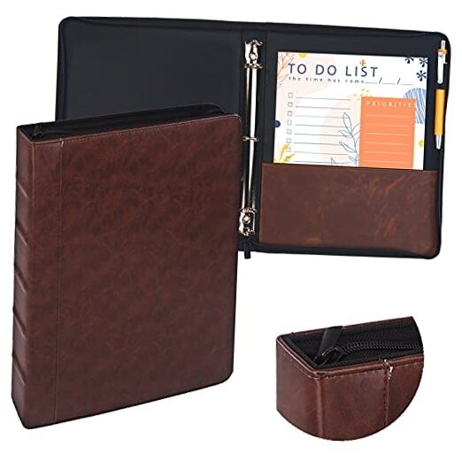  Faulkner Vintage Professional 3 Ring Zipper Binder Organizer, 1.5 Inch Round 