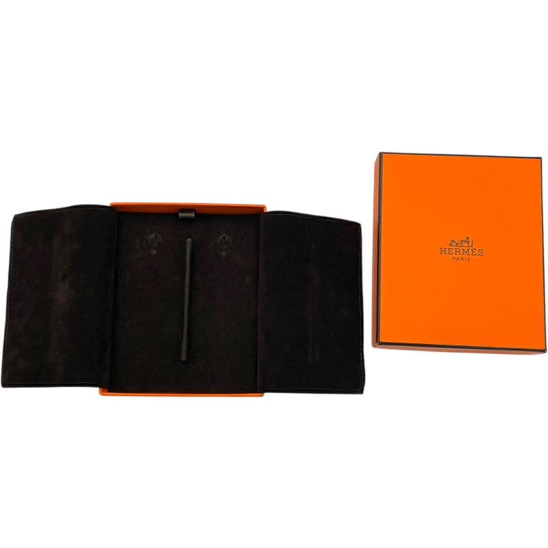 HERMES Loop Earrings Gray SV Hardware Metal Swift Accessories Used