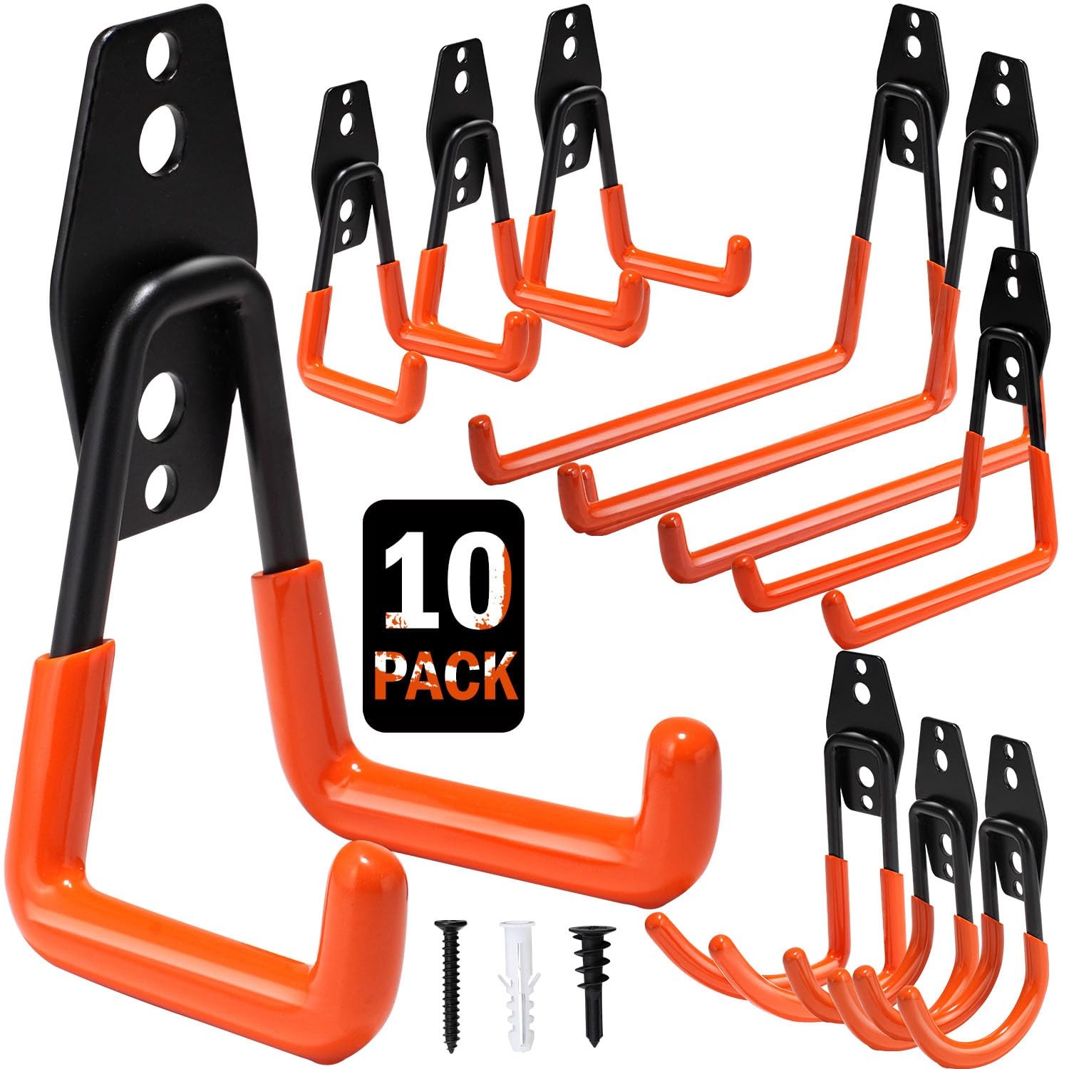 10 Pack Heavy Duty Garage Hooks Wall Mount Steel Storage Ladder Bike Hanger