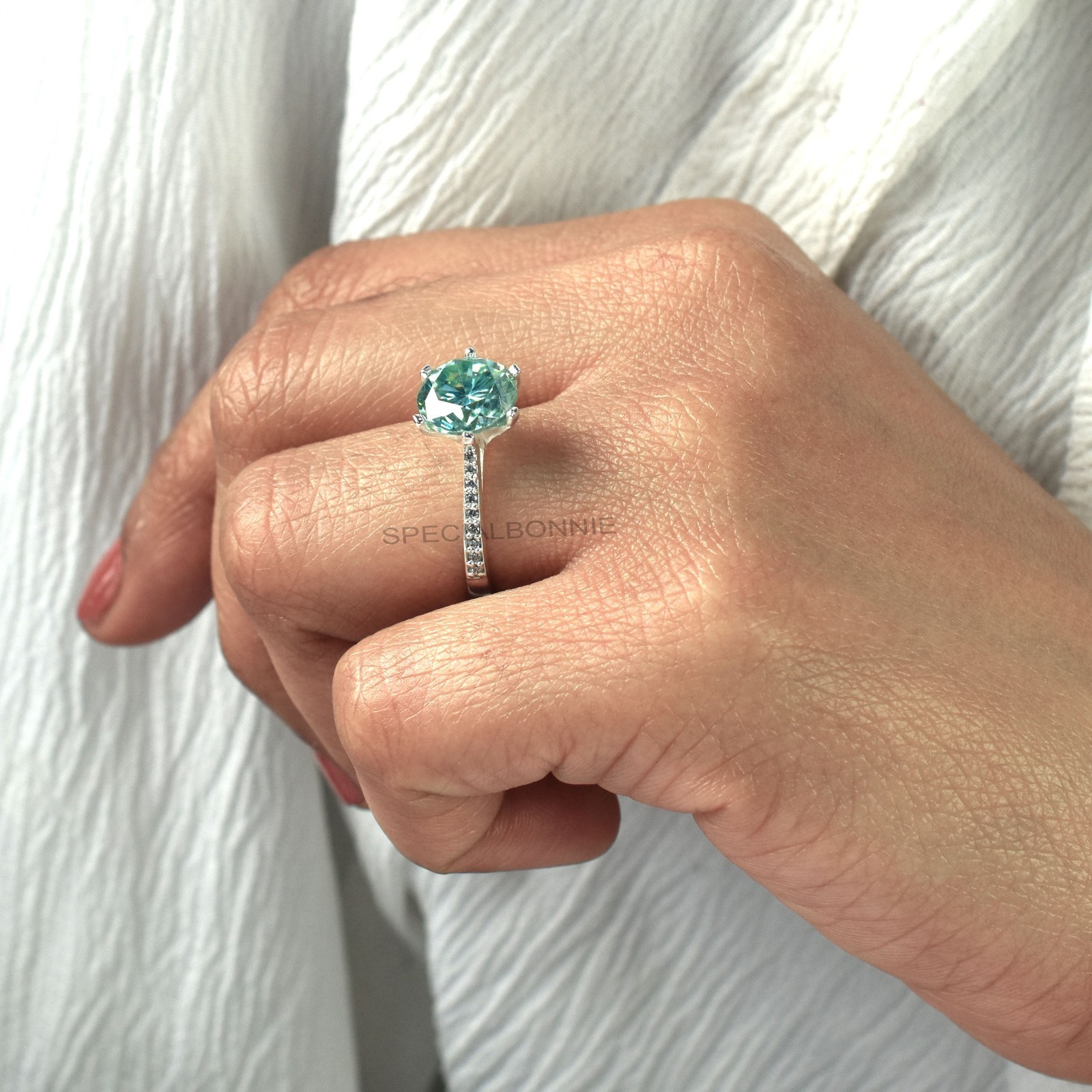 Designer 3.15 Ct Certified Blue Diamond Ring-Gift For Wife ! Free Tariffs.