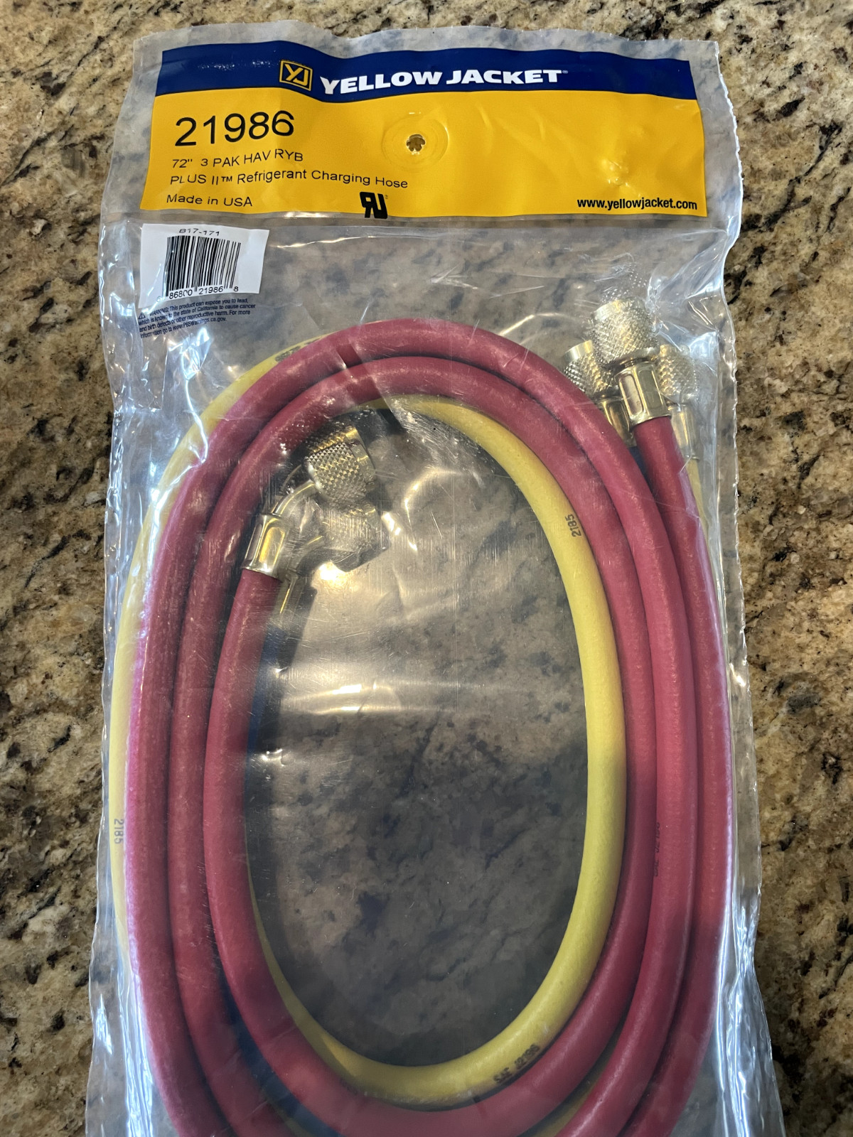 YELLOW JACKET 48" 3PK PLUS II HOSES-21984 NEW Free Shipping