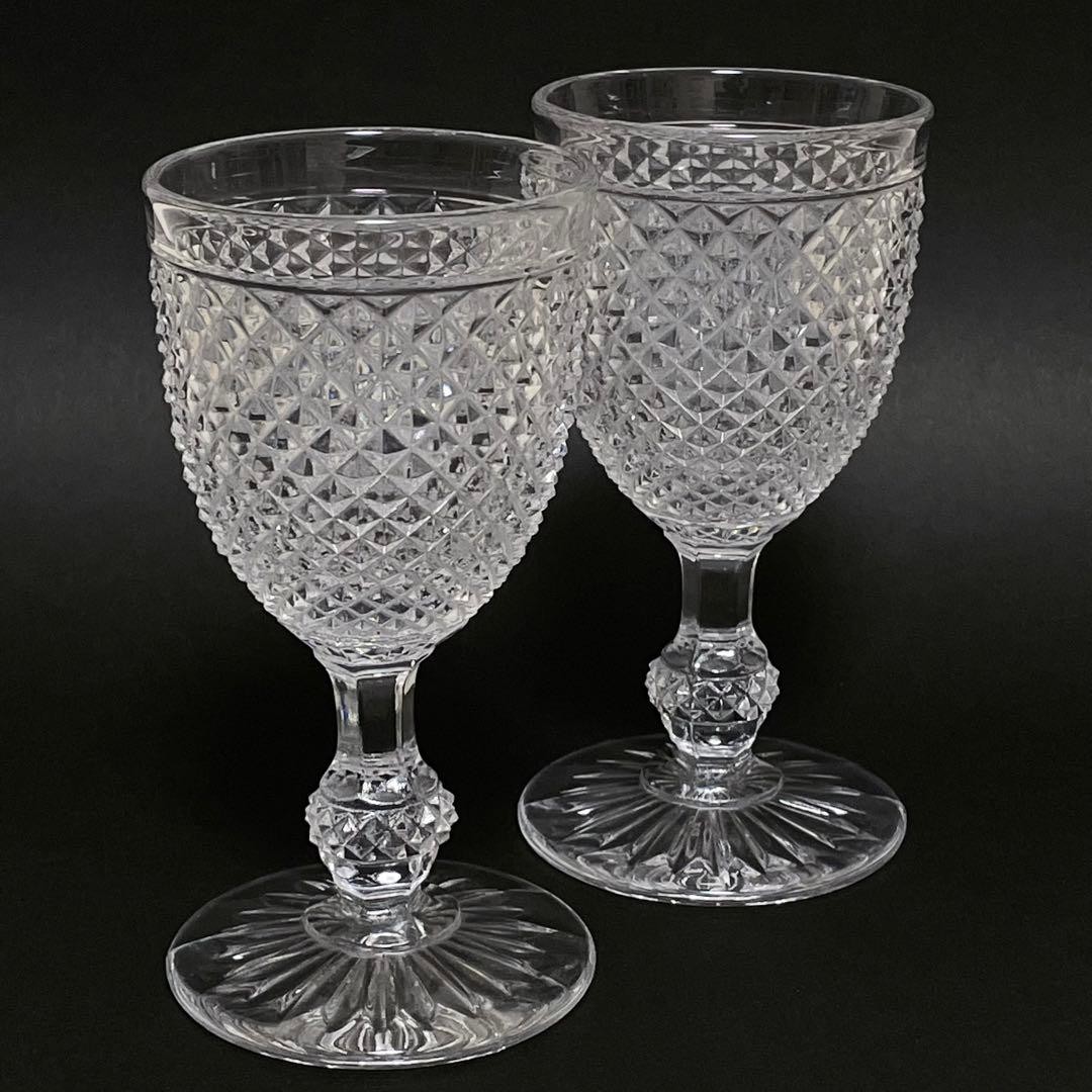Baccarat Diamant Bizot Wine Glass Pair Set Jewel
