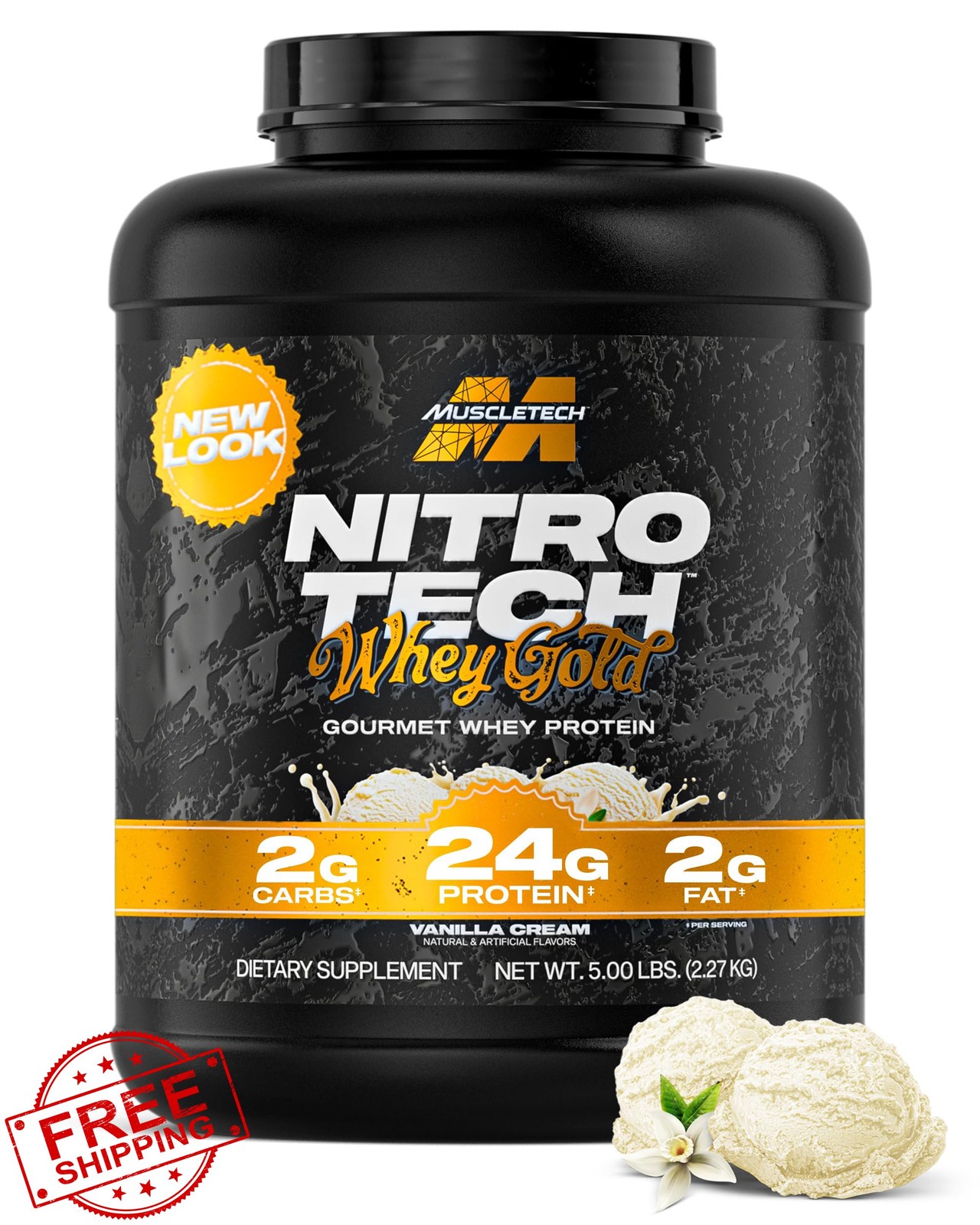 MuscleTech Nitro-Tech Whey Protein Vanilla Cream 5LB Isolate