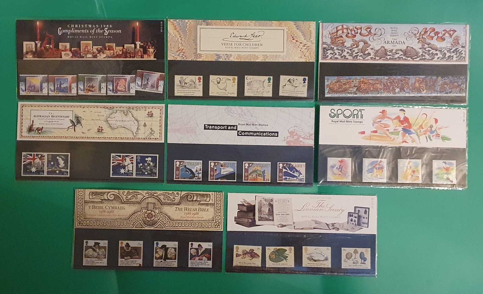 GB 1988 COMPLETE YEAR PRESENTATION PACKS COMMEMORATIVE 8 PACKS STAMPS MNH #3802
