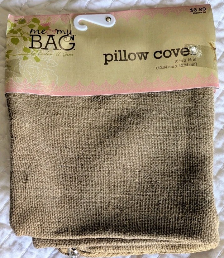 Me & My Bag Burlap Pillow Cover 16 X 16" Rustic Farmhouse Decor, Zipper Close