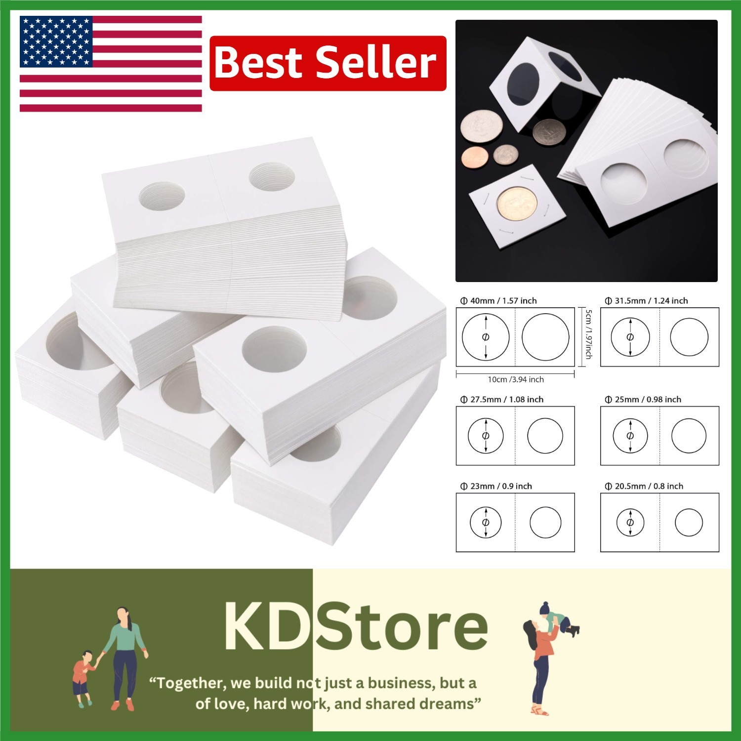 300-Piece Cardboard Coin Holders - Assorted Sizes for Complete Protection