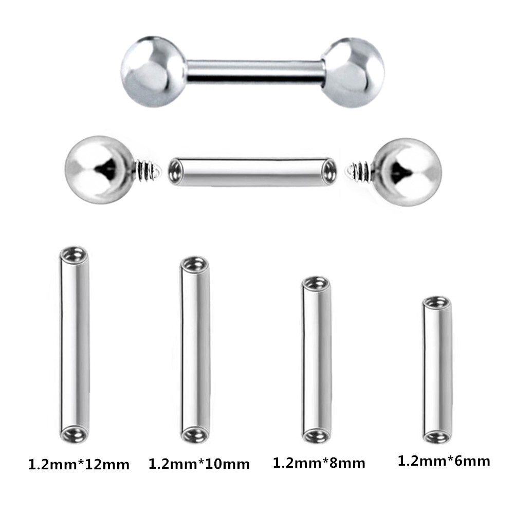 5pc internal thread Ear Nose Stud Barbell 6mm-12mm Surgial Steel Tragus Piercing