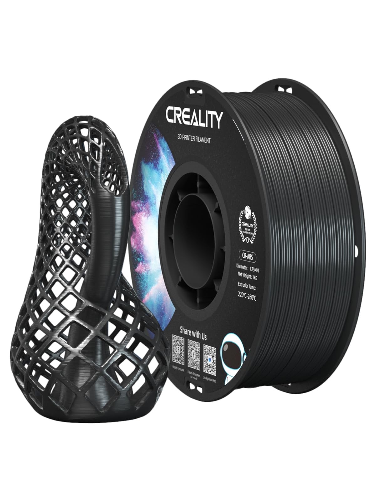 Creality ABS Filament 1.75mm, 3D Printer Filament, Excellent Abs - Black 