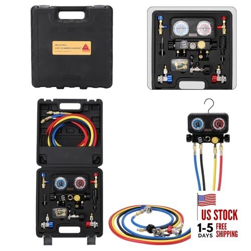  AC Gauge Set HVAC Tools R410a R134a R32 R22 Refrigerant for Home 4 Way AC 