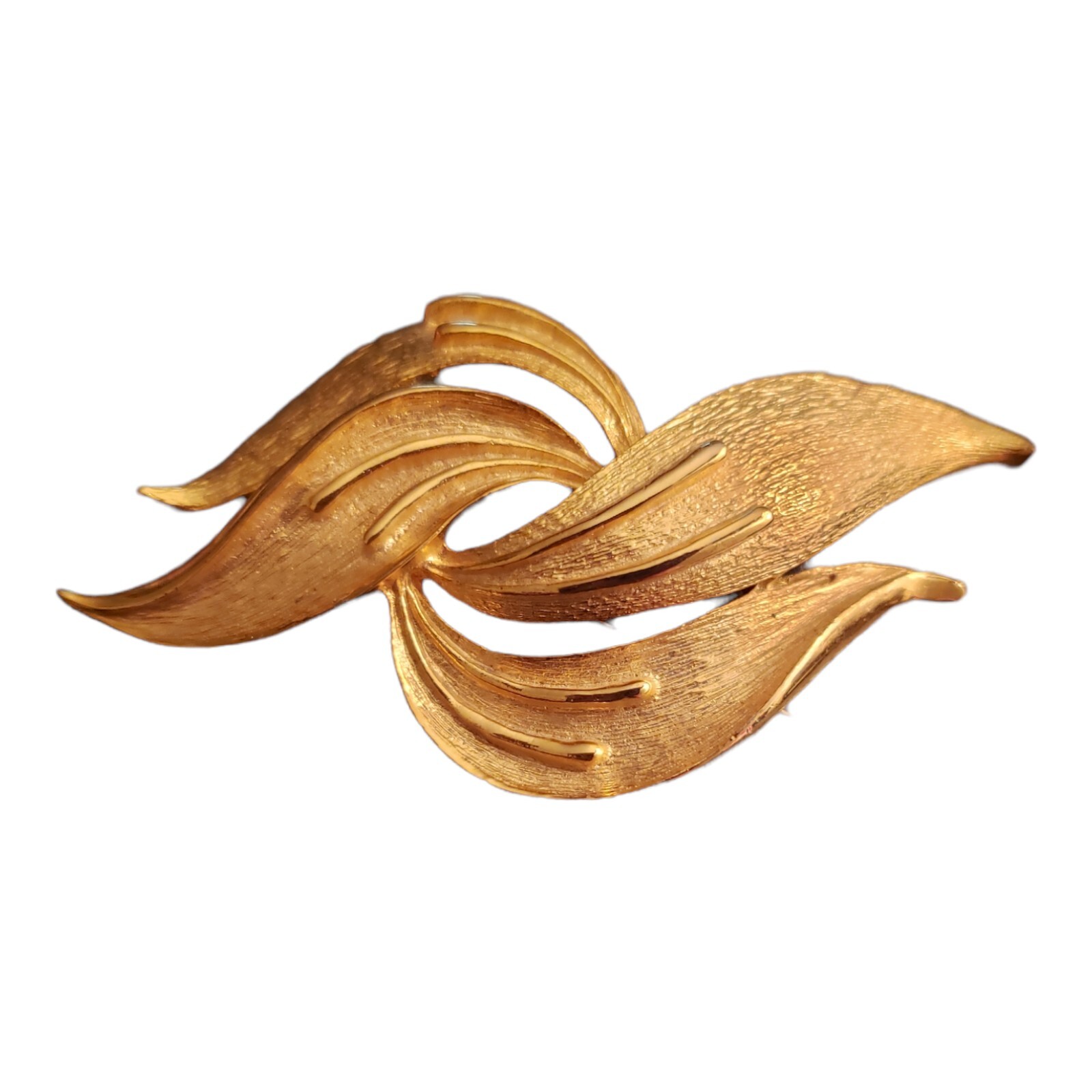 Vintage Don-Lin Brooch Pin Large Gold Tone Swirl Design Signed