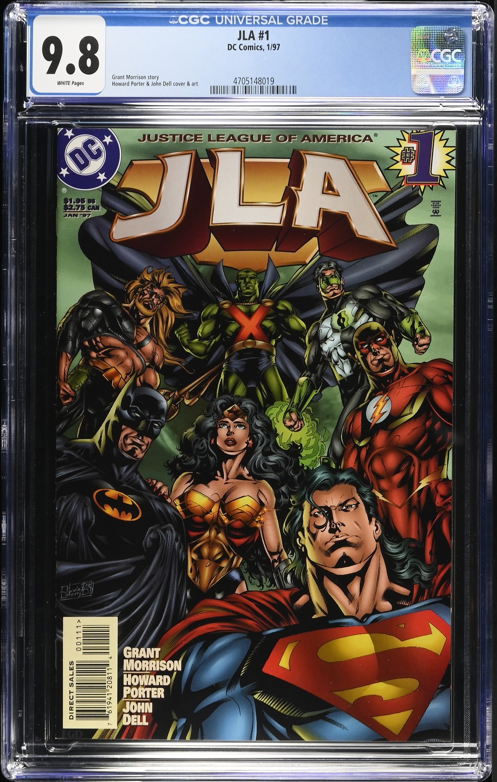 JLA #1 CGC 9.8 WHITE PGS GRANT MORRISON STORY 1997 JUSTICE LEAGUE FREE SHIPPING